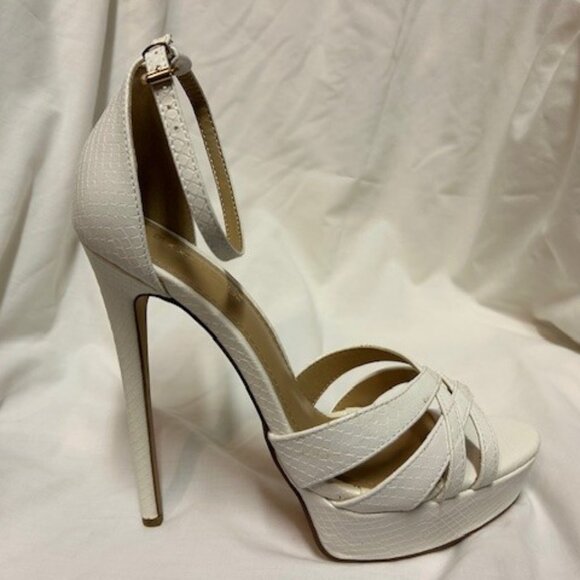 Shoe Dazzle Shoes - ShoeDazzle Brand White Strappy Platform High Heel Shoes